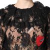 Black Cotton Floral Lace Women Blouse Top - Image 5