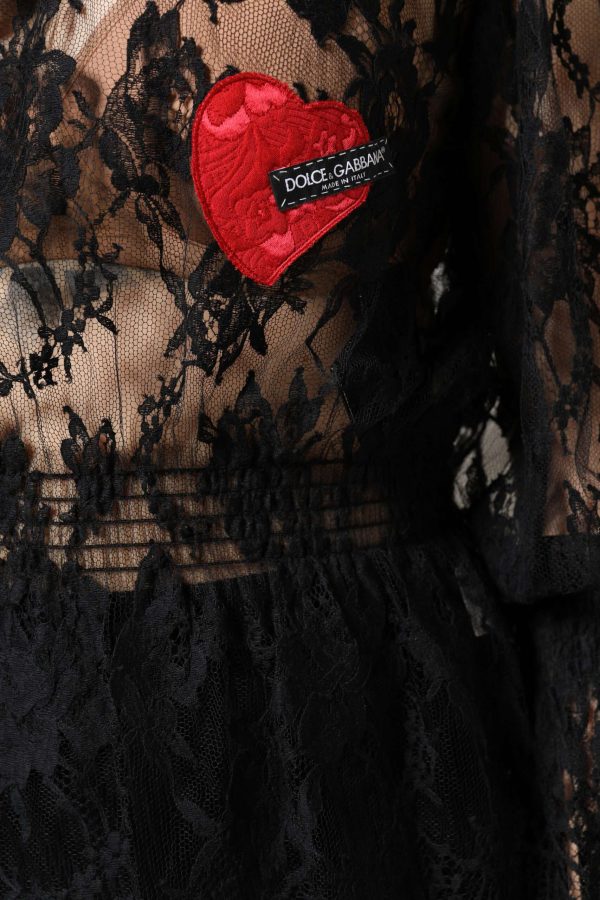 Black Cotton Floral Lace Women Blouse Top - Image 6