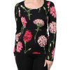 Black Floral Long Sleeve Women Blouse Top - Image 2