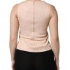 Beige Floral Embroidery Sleeveless Tank Top - Image 4