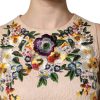 Beige Floral Embroidery Sleeveless Tank Top - Image 5