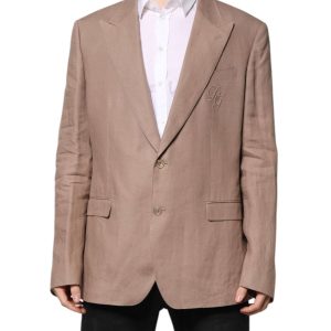 Beige TAORMINA Single Breasted Coat Blazer