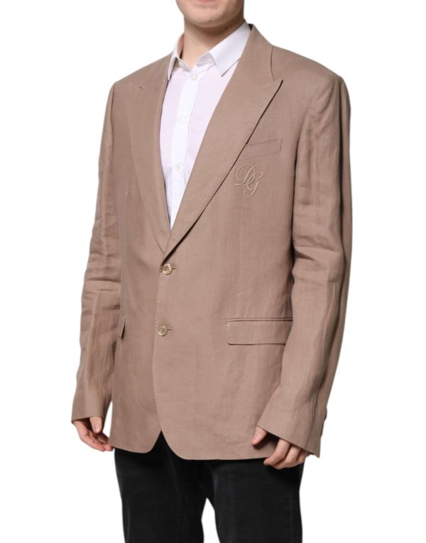 Beige TAORMINA Single Breasted Coat Blazer - Image 3