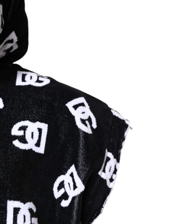 Black DG Cotton Hooded Sleeveless Sweater - Image 3