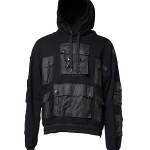 Black Cotton Hooded Sweatshirt Sweater