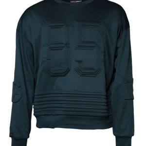 Dark Green Embossed Logo Pullover Sweater