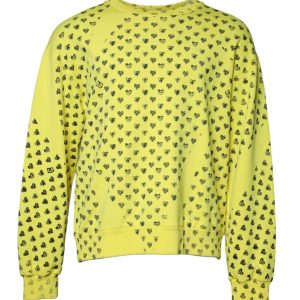 Yellow Heart Crew Neck Men Pullover Sweater
