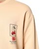 Beige Cherry Print Crew Neck Pullover Sweater - Image 3