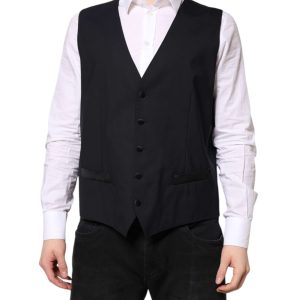 Black Wool Waistcoat Dress Formal Vest