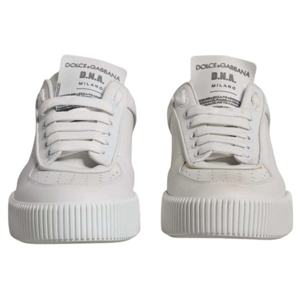 White Miami Leather Low Top Sneakers Shoes - Image 3