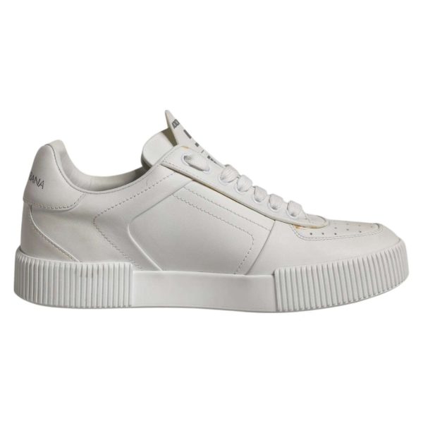 White Miami Leather Low Top Sneakers Shoes - Image 4