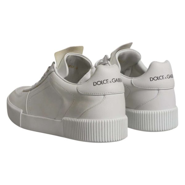 White Miami Leather Low Top Sneakers Shoes - Image 5
