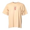 Beige Cotton Logo Print Crew Neck T-shirt - Image 2