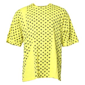 Yellow Cotton DG Heart Print Crew Neck T-shirt