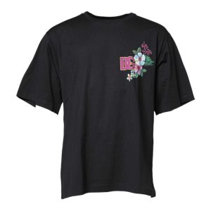 Black DG Floral Print Crew Neck T-shirt