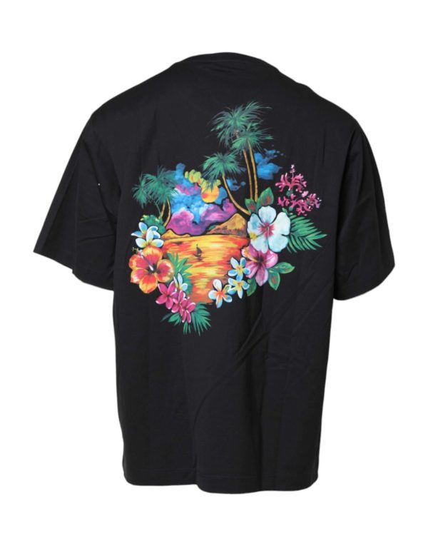 Black DG Floral Print Crew Neck T-shirt - Image 4