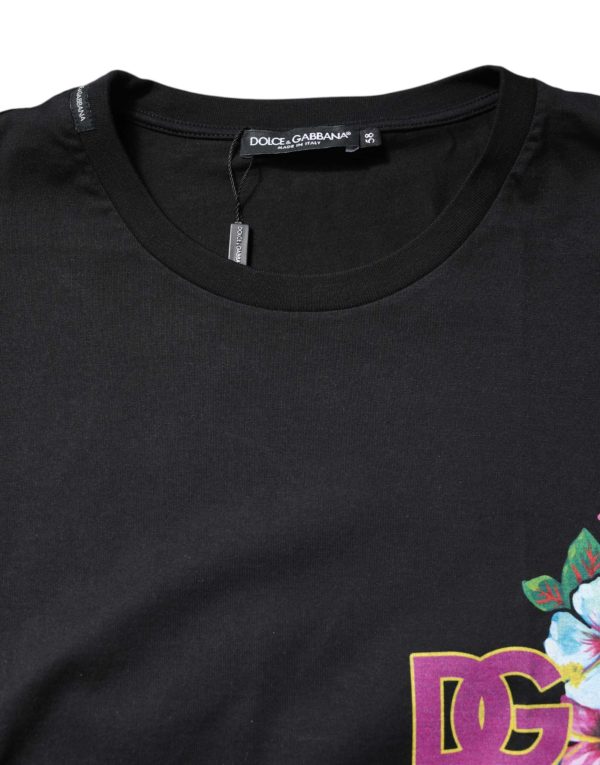 Black DG Floral Print Crew Neck T-shirt - Image 5