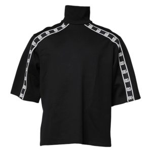 Black Cotton DG Print Turtleneck T-shirt