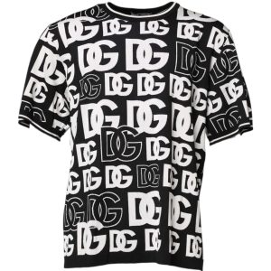 Black White Silk Knit DG Print T-shirt