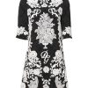Black Floral Lace Short Sleeves Mini Dress - Image 2