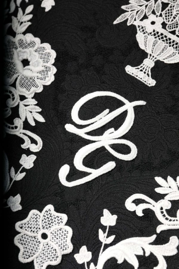 Black Floral Lace Short Sleeves Mini Dress - Image 4