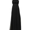 Black Tulle Pearl Sleeveless Long Gown Dress - Image 2