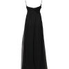 Black Tulle Pearl Sleeveless Long Gown Dress - Image 3