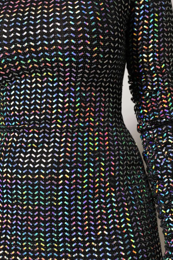 Black Embellished Nylon Bodycon Mini Dress - Image 6