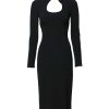 Black Long Sleeves Bodycon Sheath Midi Dress - Image 2