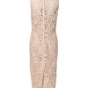 Beige Floral Lace Sleeveless Sheath Dress - Image 3