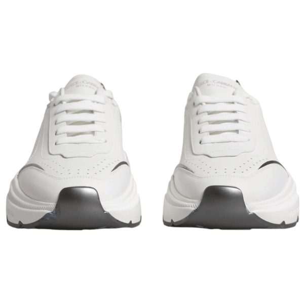 White Silver DAYMASTER Leather Sneakers Shoes - Image 2