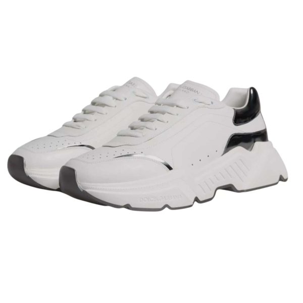 White Silver DAYMASTER Leather Sneakers Shoes - Image 3