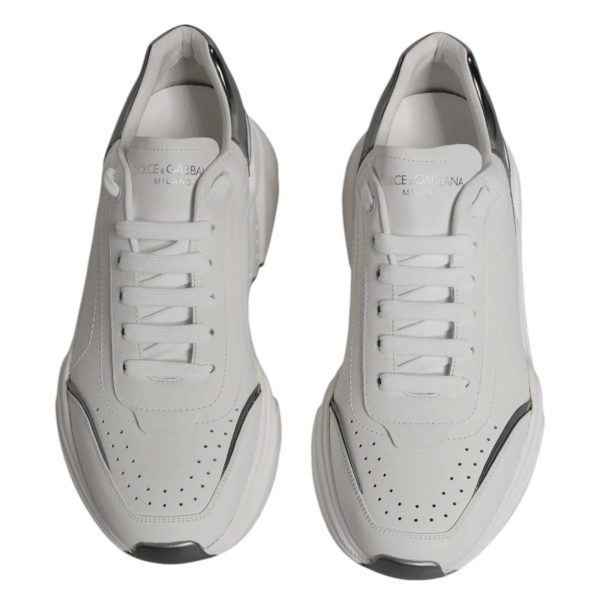 White Silver DAYMASTER Leather Sneakers Shoes - Image 6