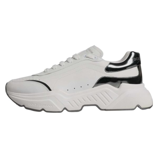 White Silver DAYMASTER Leather Sneakers Shoes - Image 7