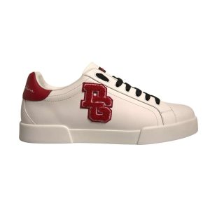 White Leather DG Logo Low Top Sneaker Shoes