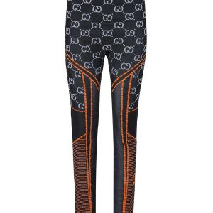 Black Polyamide All over Logo Leggings Pants