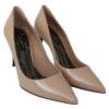 Beige Patent Leather Stiletto Heel Pumps - Image 6
