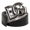 Black White Leather DG Metal Buckle Belt - Image 2