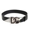 Black White Leather DG Metal Buckle Belt - Image 3