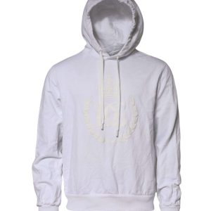 White Embossed Logo Hooded Sweatshirt Sweater