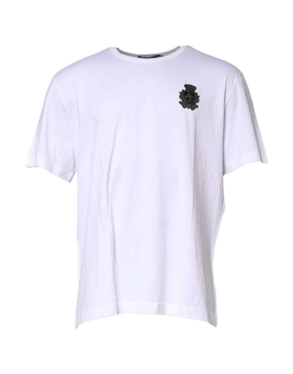 White Cotton DG Crown Embroidery T-shirt - Image 2