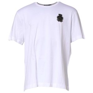 White Cotton DG Crown Embroidery T-shirt