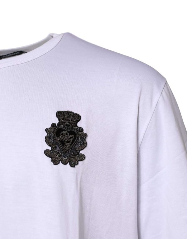 White Cotton DG Crown Embroidery T-shirt - Image 3