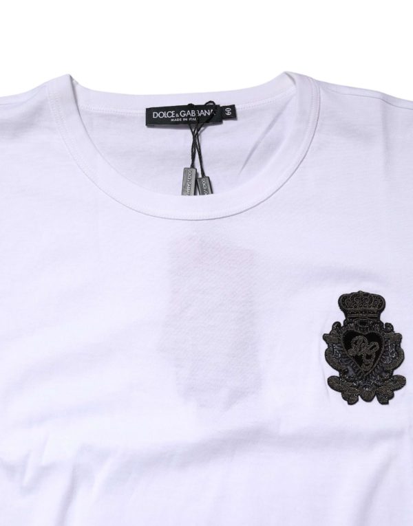 White Cotton DG Crown Embroidery T-shirt - Image 5