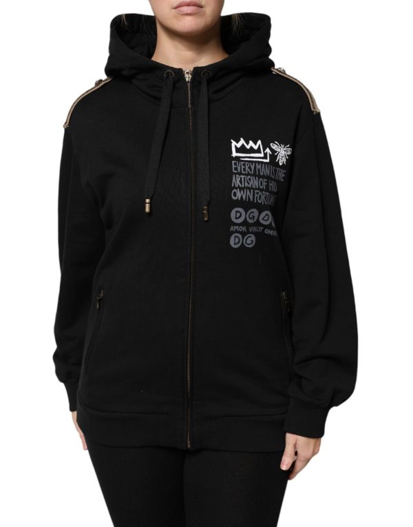 Black Logo Hooded Full Zip Sweatshirt Jacket - Image 2