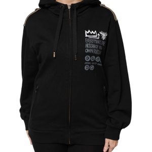 Black Logo Hooded Full Zip Sweatshirt Jacket