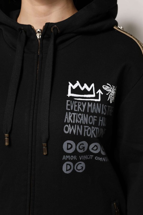 Black Logo Hooded Full Zip Sweatshirt Jacket - Image 6