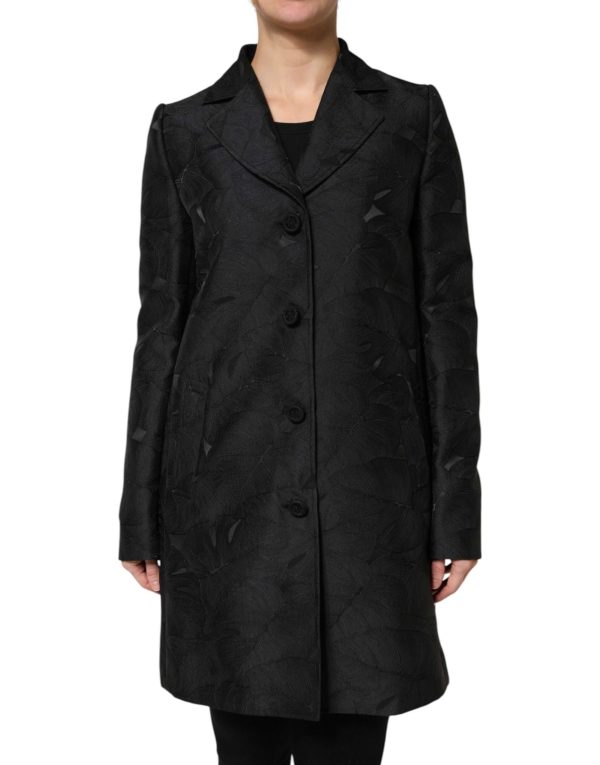Black Single Breasted Trench Coat Jacket - Image 2