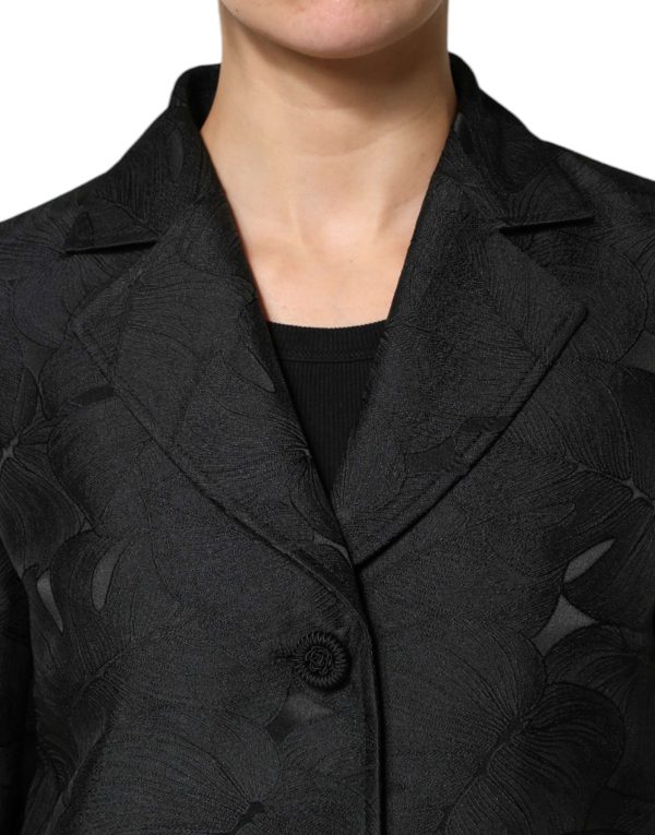 Black Single Breasted Trench Coat Jacket - Image 5