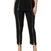 Black Wool High Waist Zipper Tapered Pants - Image 2